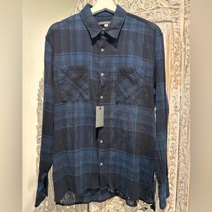 John Varvatos Navy & Black Plaid Button-Down Shirt